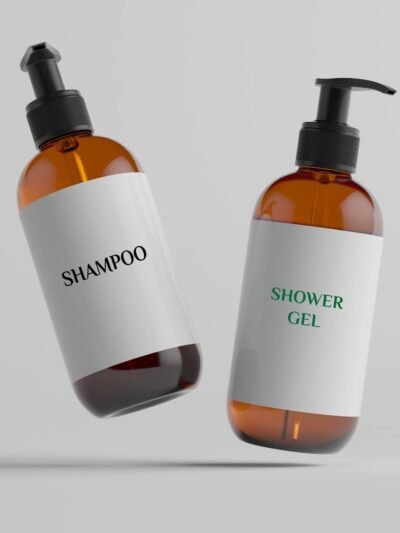 Forest Clay Empty Plastic Pump Bottles Portable Clear Small Cylinder Shampoo Lotion Pump Bottle Dispenser Durable Refillable Containers for Liquid Soap, Massage Oil -300 ml Pack of 2