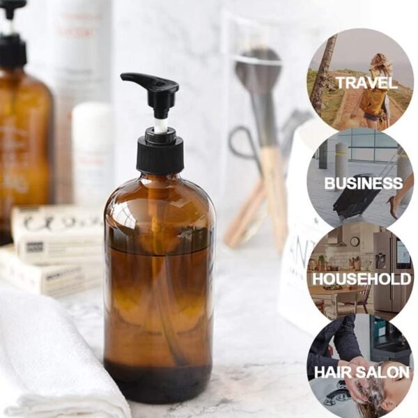 Forest Clay Empty Plastic Pump Bottles Portable Clear Small Cylinder Shampoo Lotion Pump Bottle Dispenser Durable Refillable Containers for Liquid Soap, Massage Oil -300 ml Pack of 2 - Image 5